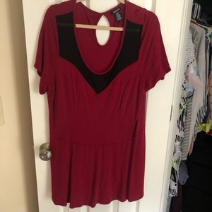 Torrid Burgundy & Black Peplum Top